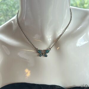 Vintage butterfly necklace with abalone type shell